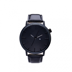 montre noire en cuir véritable montre homme de luxe